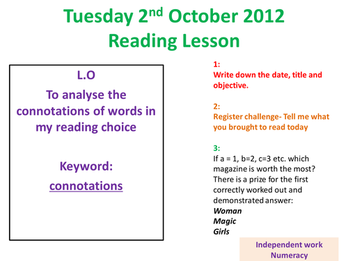 Reading Lesson Focus Connotations