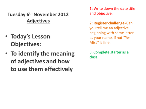 Reading Lesson level 4 Focus Adjectives