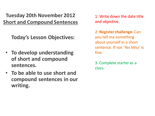 Reading Lesson level 4 Focus Sentence Types