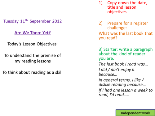 Reading Lesson level 4 introduction lesson