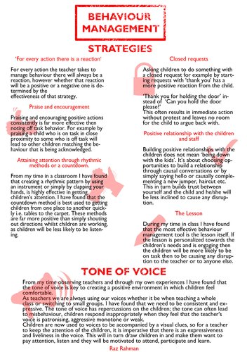 Behaviour management strategies