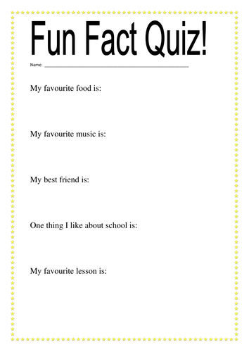 Fun Fact Quiz Teaching Resources