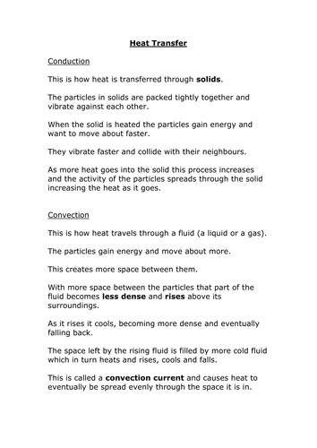 conduction and convection fact sheet