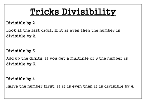 Tricks Divisibility