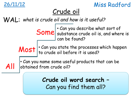 C1.1 Crude oil & fractional distillation for SEN