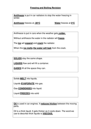 freezing and boiling revision
