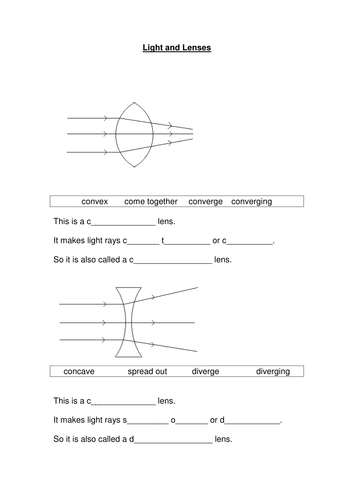 Lenses worksheet