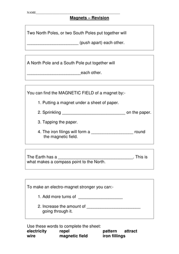 Magnets revision sheet part 2
