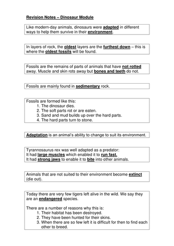 dinosaurs fact sheet