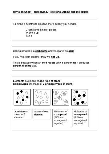 Cooking chemistry revision sheet