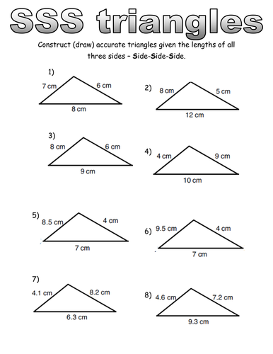 ASA, SAS and SSS construction worksheets