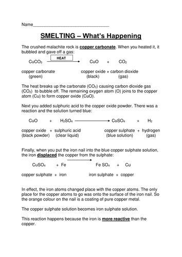 smelting worksheet part 2
