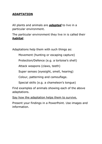 Adaptation creature research