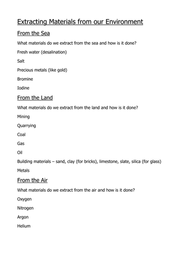 Extracting materials from our environment