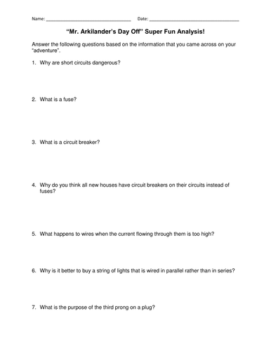 Electricity activity and worksheet | Teaching Resources