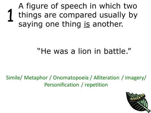 Poetry Terms Starter or Plenary