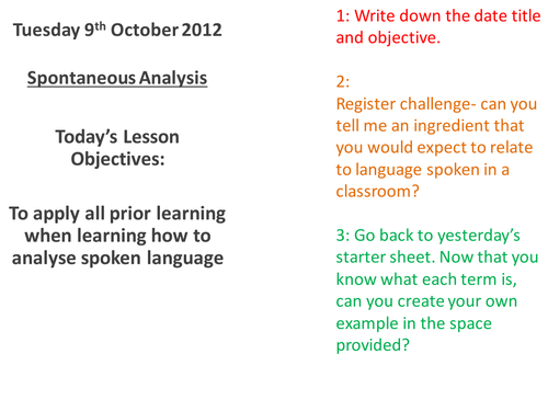 Spoken Language Study Lesson 5 features of speach | Teaching Resources