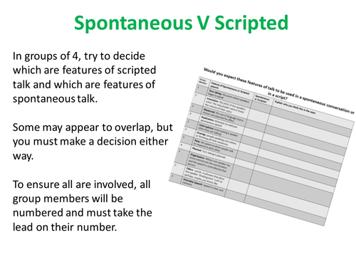 Spoken Language Study - Scripted / Spontanious Qui