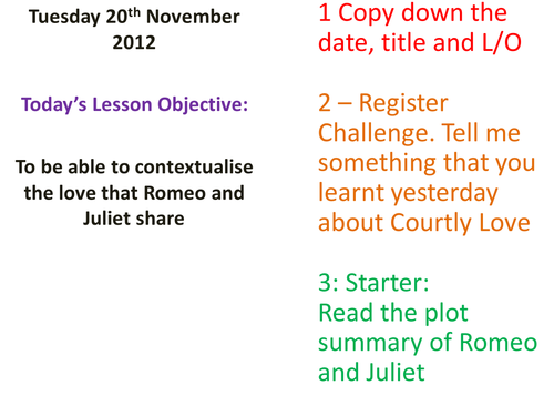 Shakespeare & Poetry CA Lesson 2 Tradition Love