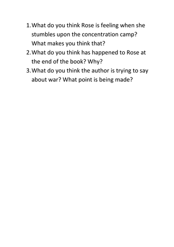 Rose Blanche Comprehension Questions
