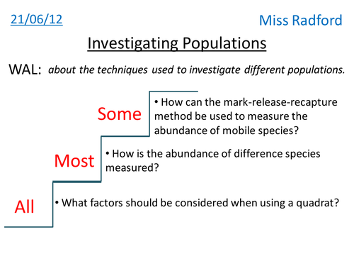 1.2 Investigating populations AQA A2 Biology