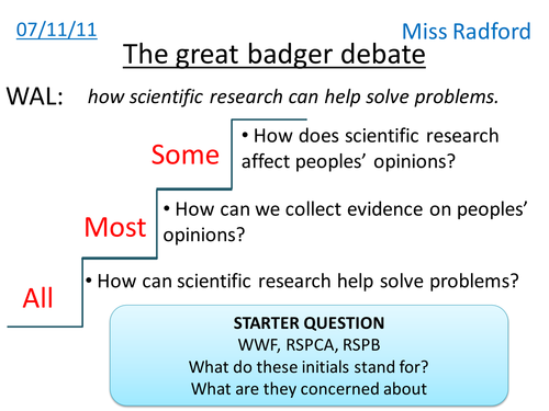 Surveys & Questionnaires (Badger debate) - Year 8
