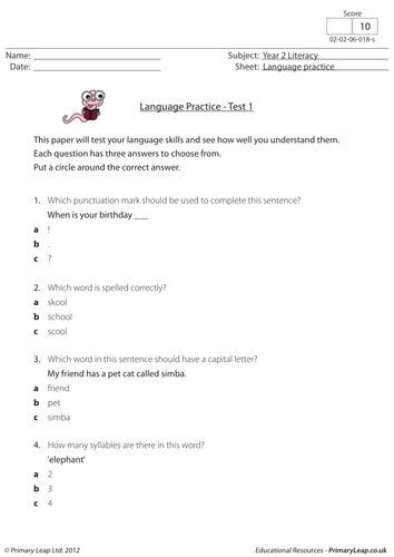 Language practice - Test 1