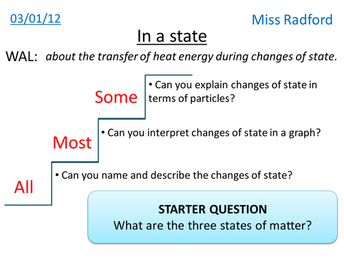 Particles in changes of state - Year 8