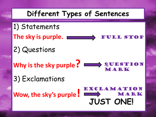 Literacy Starter - Types of Sentences 3