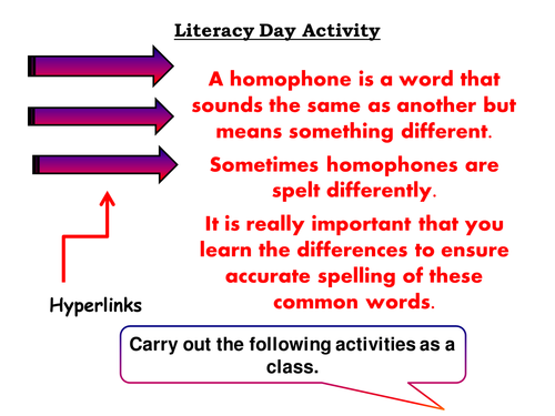 Homophones Starter For Literacy In Lessons Form Teaching Resources
