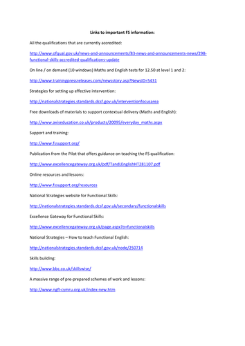 Guide to Resources for Functional Skills