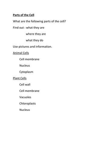 Parts of a cell