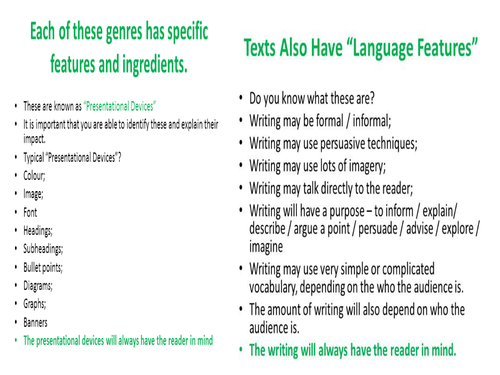 Text Types Scheme 2012 Lesson2 Text Ingredients