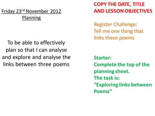 Poetry Scheme - 3 Poems - lesson 8 Assessment