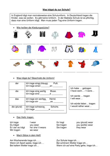 Was trägst du zur Schule?