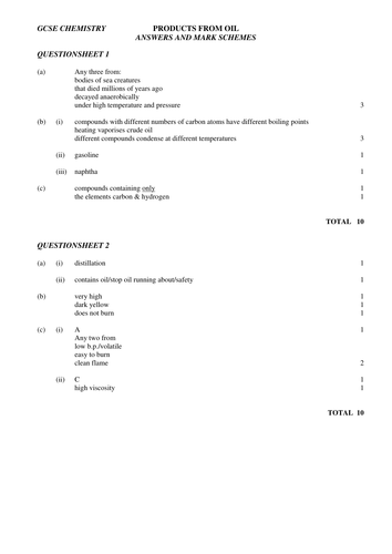 gcse oil questions and answers