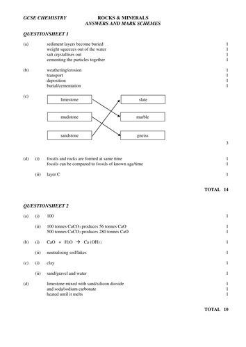 GCSE rocks question and answers
