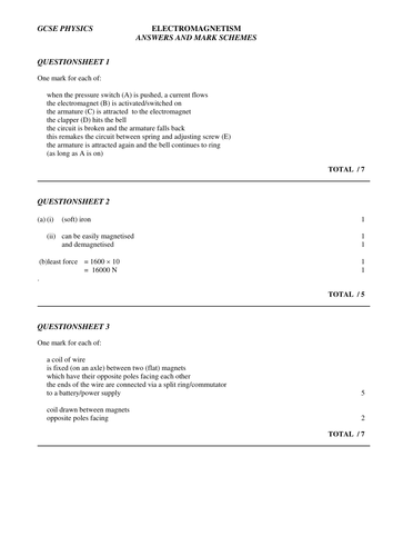 GCSE electromagnets questions and answers