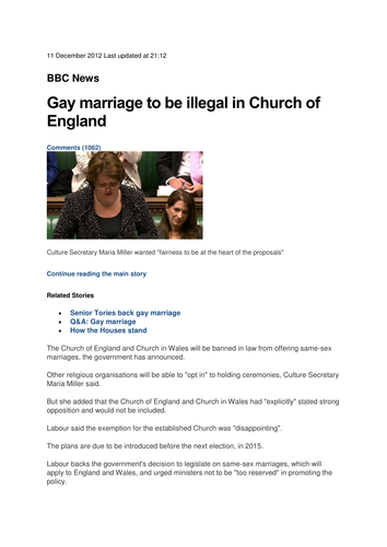 Gay Marriage in 2012 - especially new UK laws