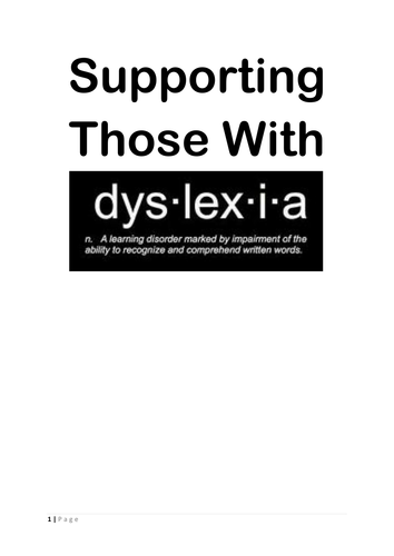 Supporting Those With Dyslexia Booklet