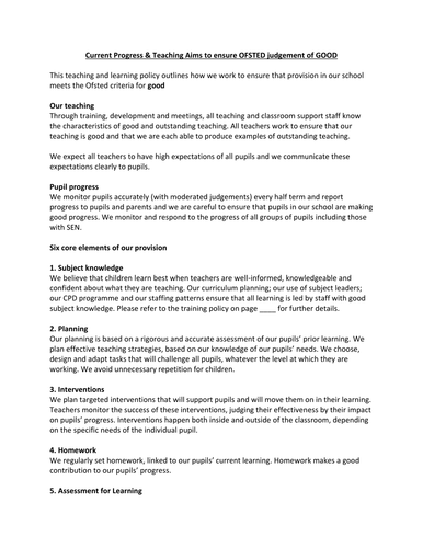 Teaching and Learning Progree Document