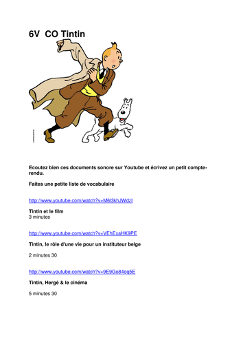 Listening Youtube material on Tintin