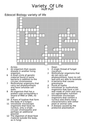 Variety of Life Crossword