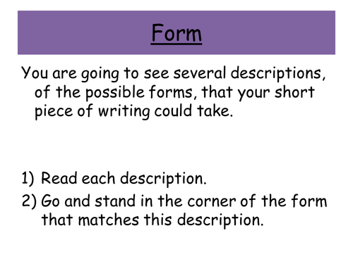 Text Types / Forms Starter Quiz