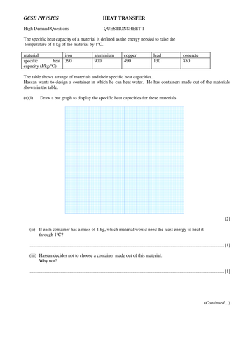 GCSE heat questions and answers