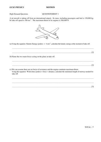 GCSE motion questions and answers