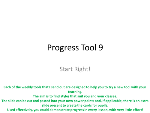 Demonstrating Progress -  Start Of Lessons