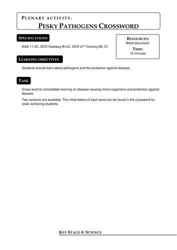 Microbes differentiated crossword starter or end