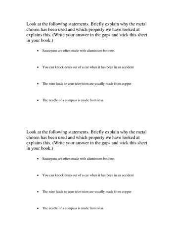 uses of different metals sheet