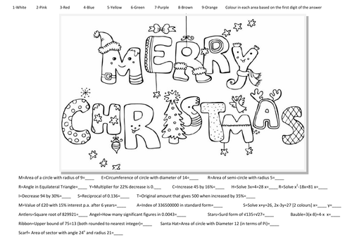 gcse christmas colouring activity